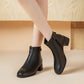 Elegantes botines de tacón grueso para mujer con forro de felpa