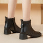 Elegantes botines de tacón grueso para mujer con forro de felpa
