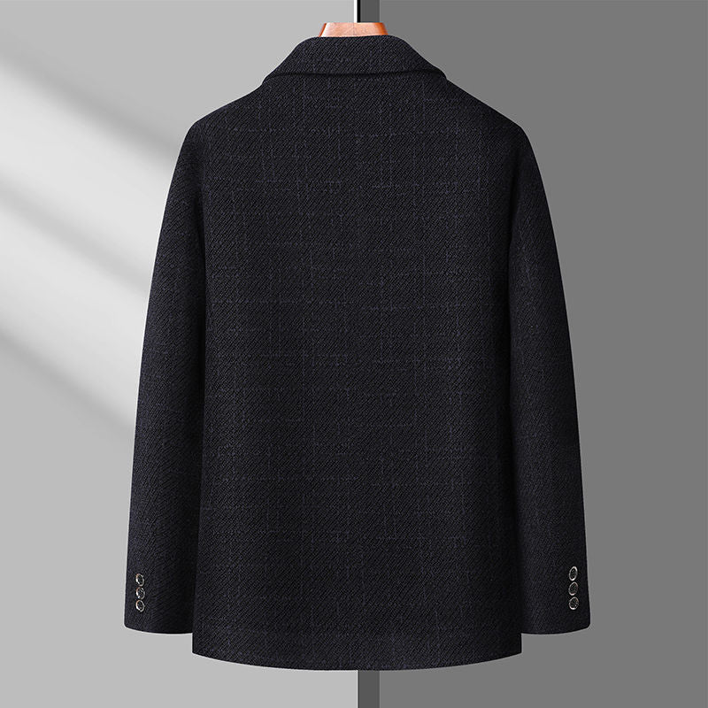 Chaqueta abotonada con solapa de chenilla gruesa informal para hombre