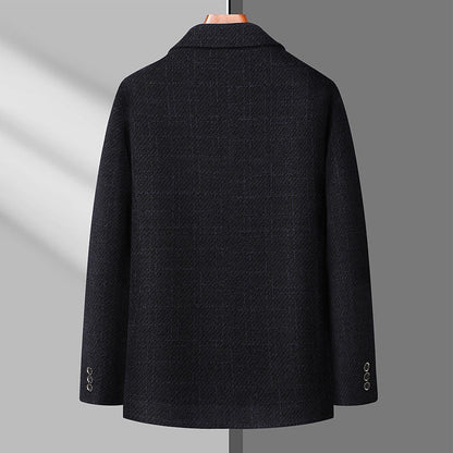 Chaqueta abotonada con solapa de chenilla gruesa informal para hombre