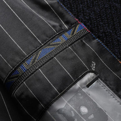 Chaqueta abotonada con solapa de chenilla gruesa informal para hombre