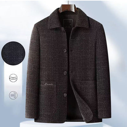 Chaqueta abotonada con solapa de chenilla gruesa informal para hombre