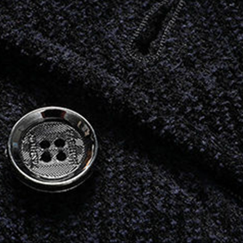 Chaqueta abotonada con solapa de chenilla gruesa informal para hombre
