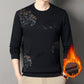 Sudadera con cuello redondo y forro cálido y grueso con estampado de moda para hombre