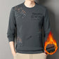 Sudadera con cuello redondo y forro cálido y grueso con estampado de moda para hombre