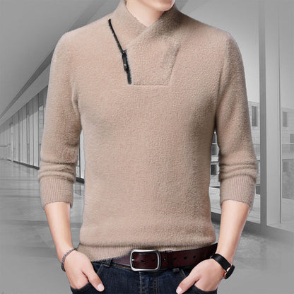 Camiseta cálida con cuello en V y media cremallera para hombre