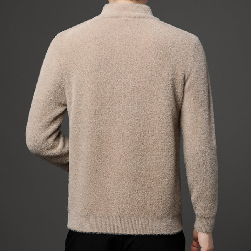 Camiseta cálida con cuello en V y media cremallera para hombre