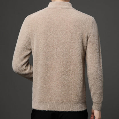 Camiseta cálida con cuello en V y media cremallera para hombre