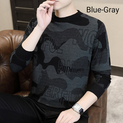 Camiseta estampada de manga larga y cuello redondo para hombre