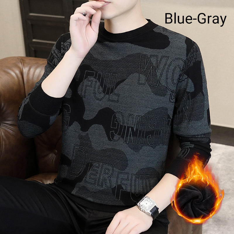Camiseta estampada de manga larga y cuello redondo para hombre