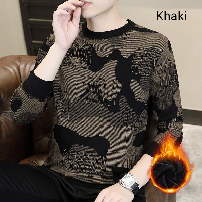 Camiseta estampada de manga larga y cuello redondo para hombre