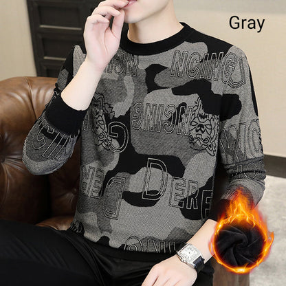 Camiseta estampada de manga larga y cuello redondo para hombre