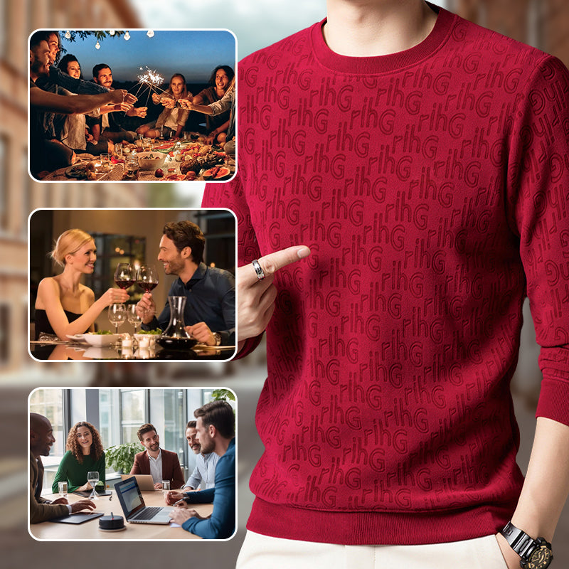 Jersey jacquard de moda con cuello redondo grueso para hombre