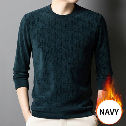 Jersey jacquard de moda con cuello redondo grueso para hombre