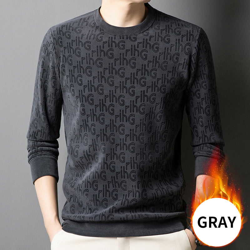 Jersey jacquard de moda con cuello redondo grueso para hombre