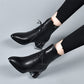 Botines de cuero PU con punta afilada y tacón grueso