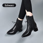 Botines de cuero PU con punta afilada y tacón grueso
