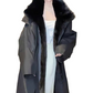 Parka larga de invierno para mujer con piel sintética