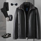 Chaqueta de piel sintética con solapas de felpa para hombre