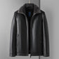 Chaqueta de piel sintética con solapas de felpa para hombre