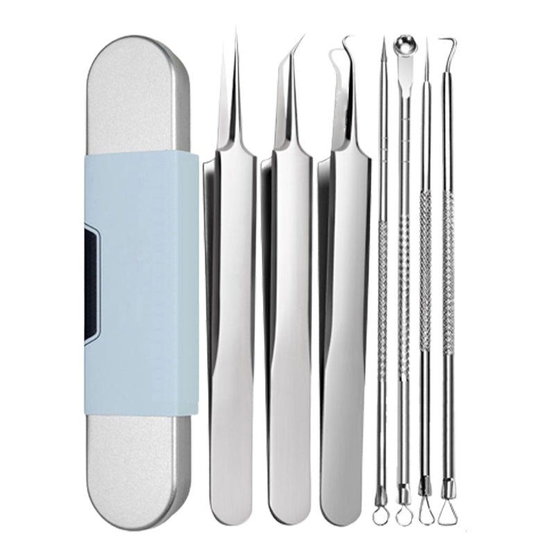⚡ ¡50 % DE DESCUENTO! ✨ EXTRACTOR DE PUNTAS NEGRAS DE ACERO INOXIDABLE: juego de 7 piezas para limpieza profunda, herramientas de precisión para el cuidado facial, esterilizables y respetuosas con la piel 🌟🧴