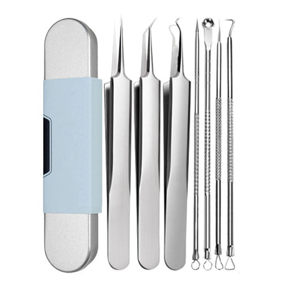 ⚡ ¡50 % DE DESCUENTO! ✨ EXTRACTOR DE PUNTAS NEGRAS DE ACERO INOXIDABLE: juego de 7 piezas para limpieza profunda, herramientas de precisión para el cuidado facial, esterilizables y respetuosas con la piel 🌟🧴
