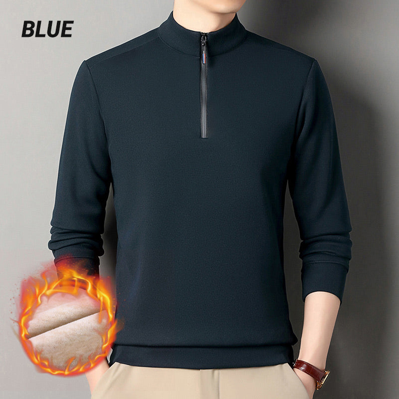 Sudadera de Cuello Alto con Cremallera y Forro de Peluche para Hombre