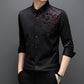 Elegante camisa estampada de manga larga con forro de felpa para hombre