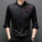Elegante camisa estampada de manga larga con forro de felpa para hombre