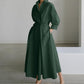 Women's Plain Cotton Lapel Shirt Wrap Dress-Envío gratuito por tiempo limitado