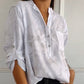 Top casual con estampado de solapa y mangas ajustables para mujer