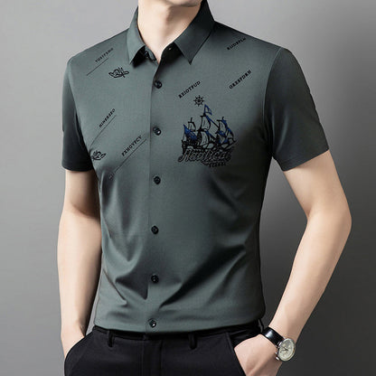 Camisa de hombre de negocios de manga corta con botones