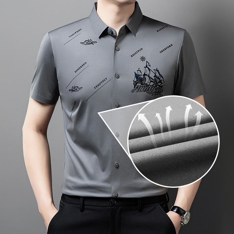 Camisa de hombre de negocios de manga corta con botones