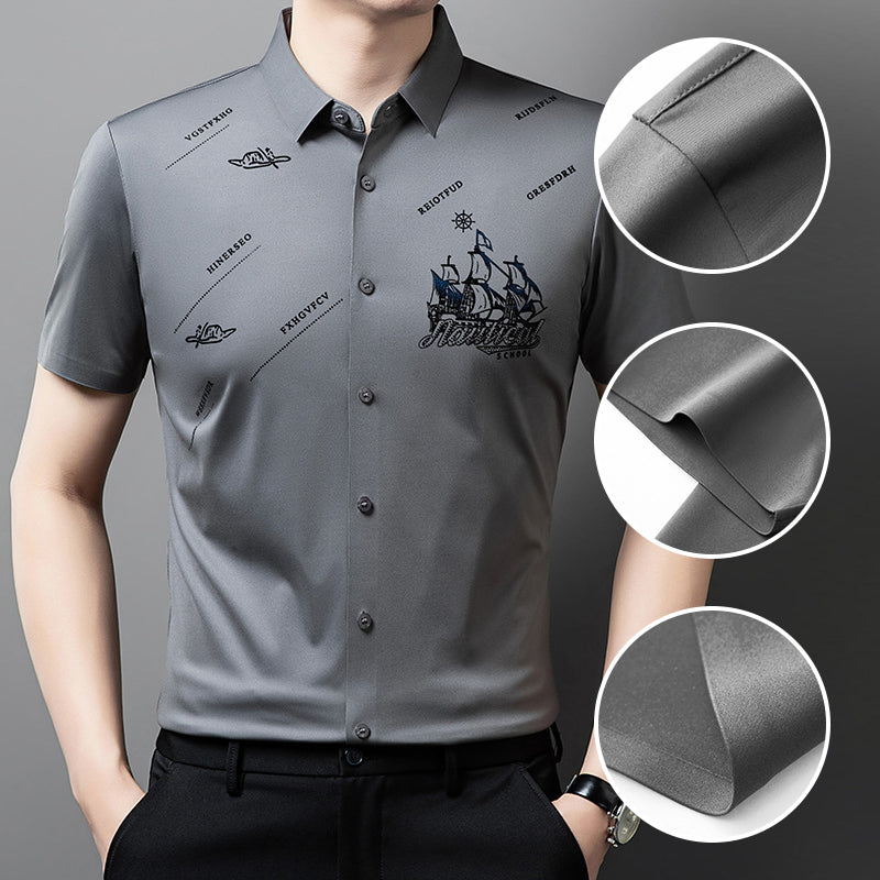 Camisa de hombre de negocios de manga corta con botones