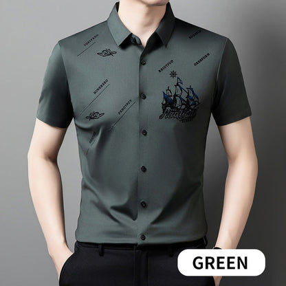 Camisa de hombre de negocios de manga corta con botones