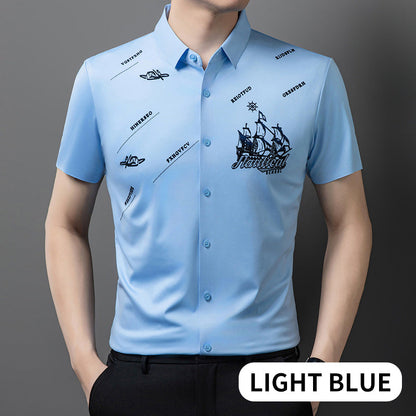 Camisa de hombre de negocios de manga corta con botones
