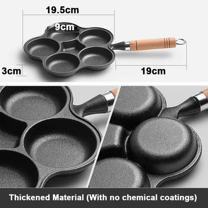 Sartén para Freír Huevos de Hierro Fundido Antiadherente de 4/5 Tazas