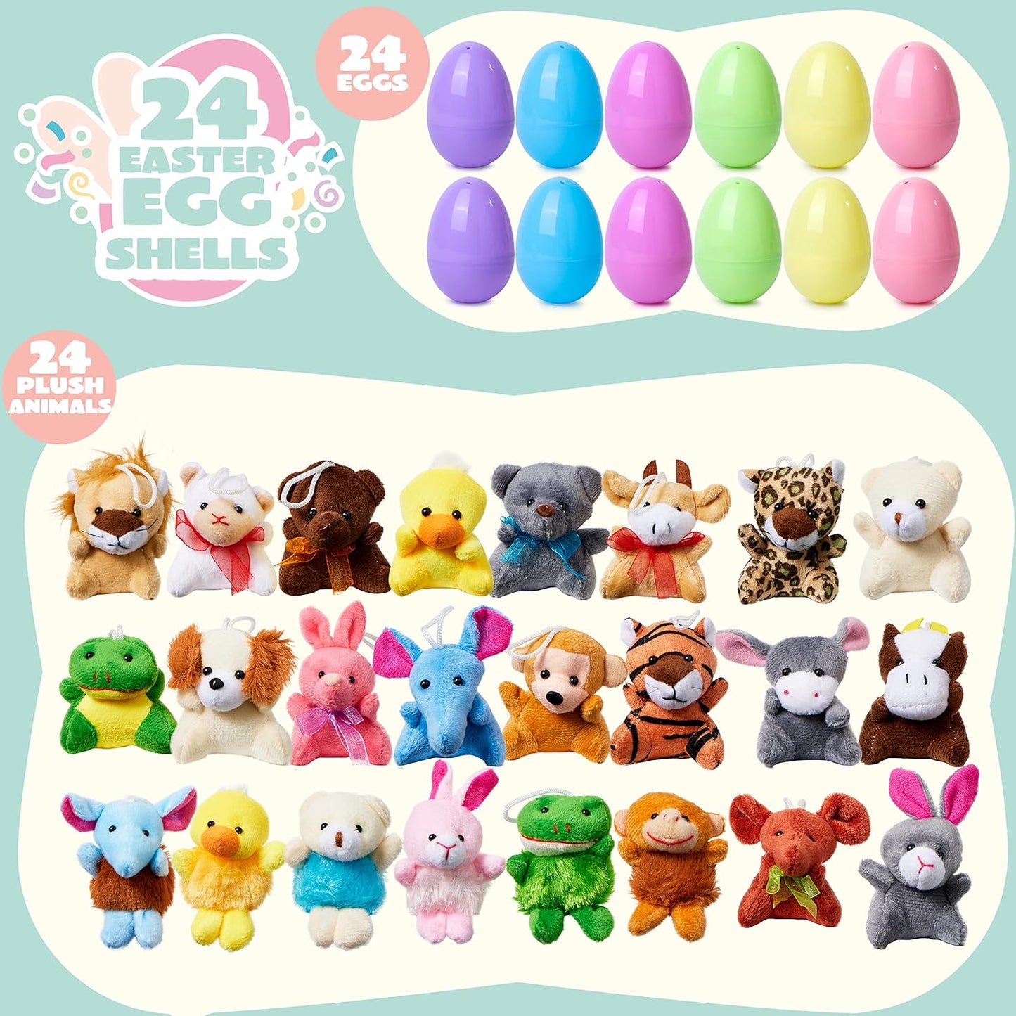 Huevos De Pascua Pre-rellenados Con  Animales de Peluche