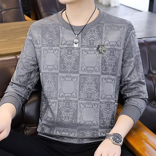 Camiseta de cuello redondo con estampado clásico para hombre