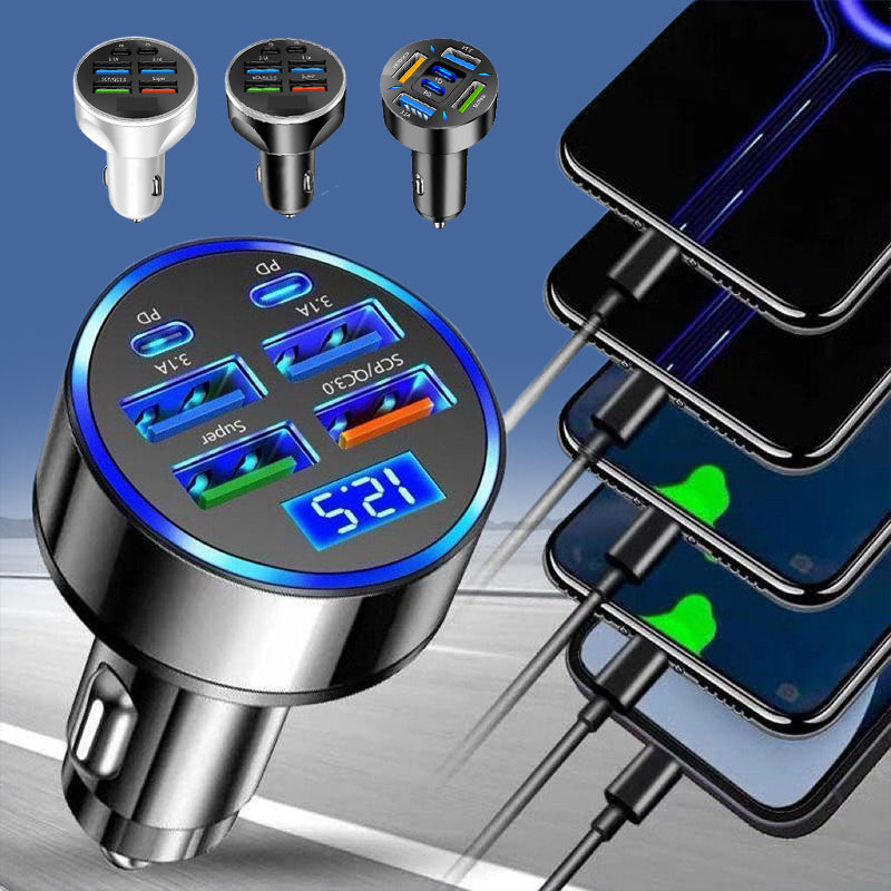 🔥HOT SALE🔥6-Port Cargador de coche Adaptador de encendedor de cigarrillos