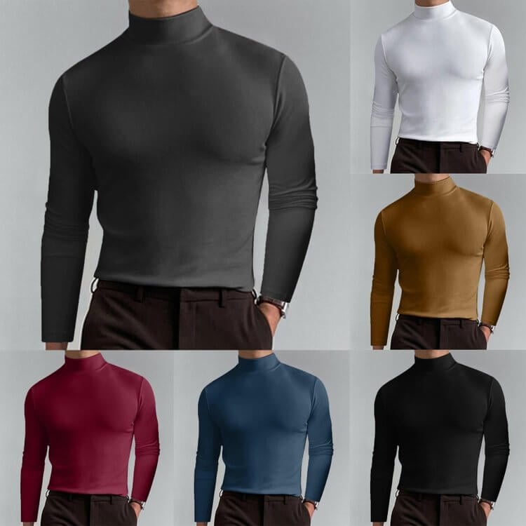 🔥¡50% de descuento! Camiseta de cuello alto Ultimate Comfort para hombre: elástica, transpirable y ajustada, ideal para el gimnasio y uso diario.