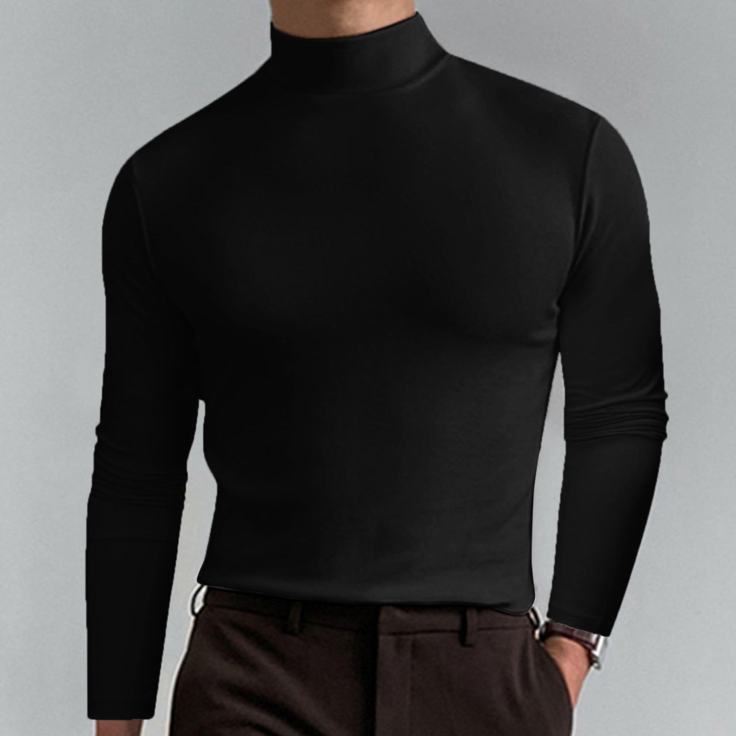 🔥¡50% de descuento! Camiseta de cuello alto Ultimate Comfort para hombre: elástica, transpirable y ajustada, ideal para el gimnasio y uso diario.