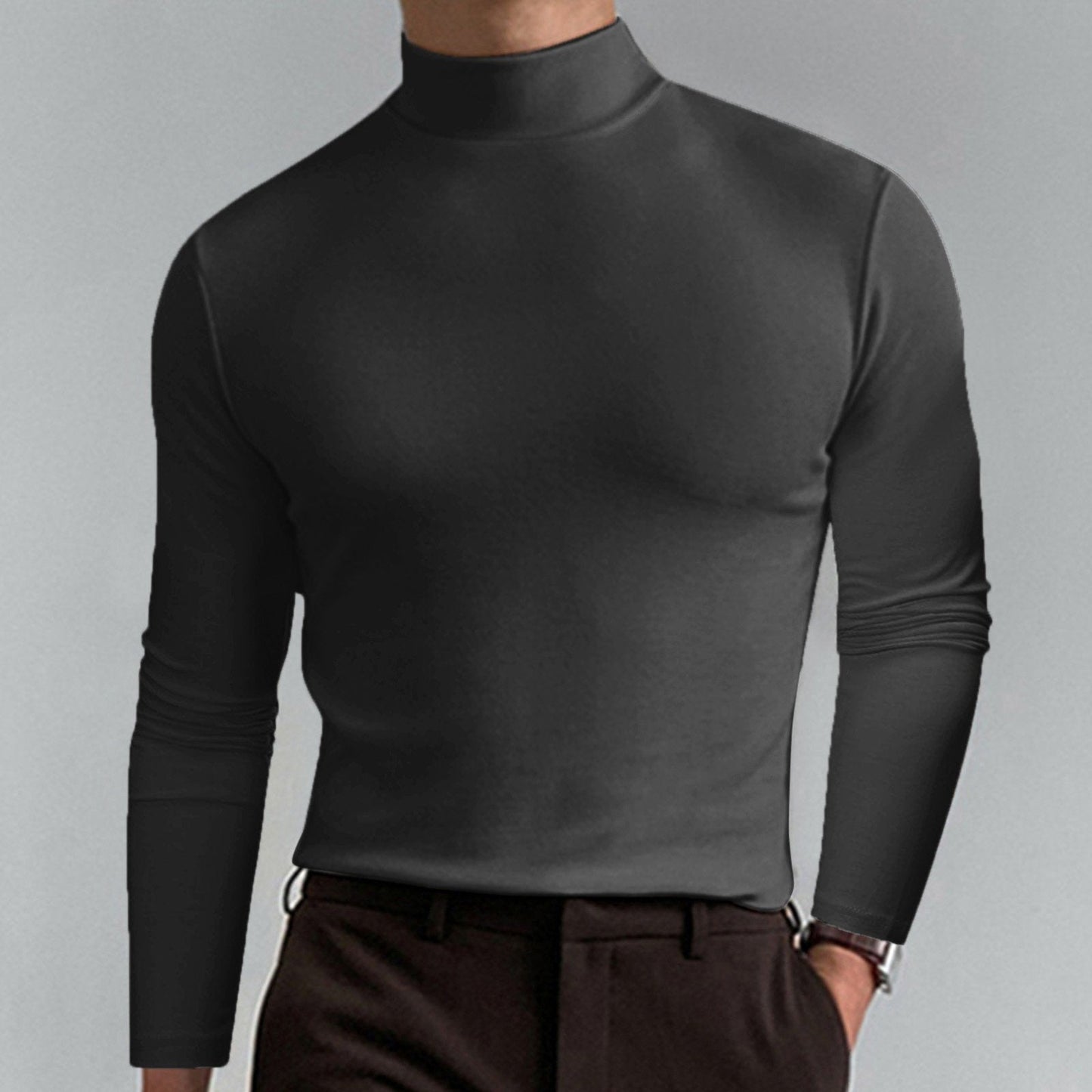 🔥¡50% de descuento! Camiseta de cuello alto Ultimate Comfort para hombre: elástica, transpirable y ajustada, ideal para el gimnasio y uso diario.