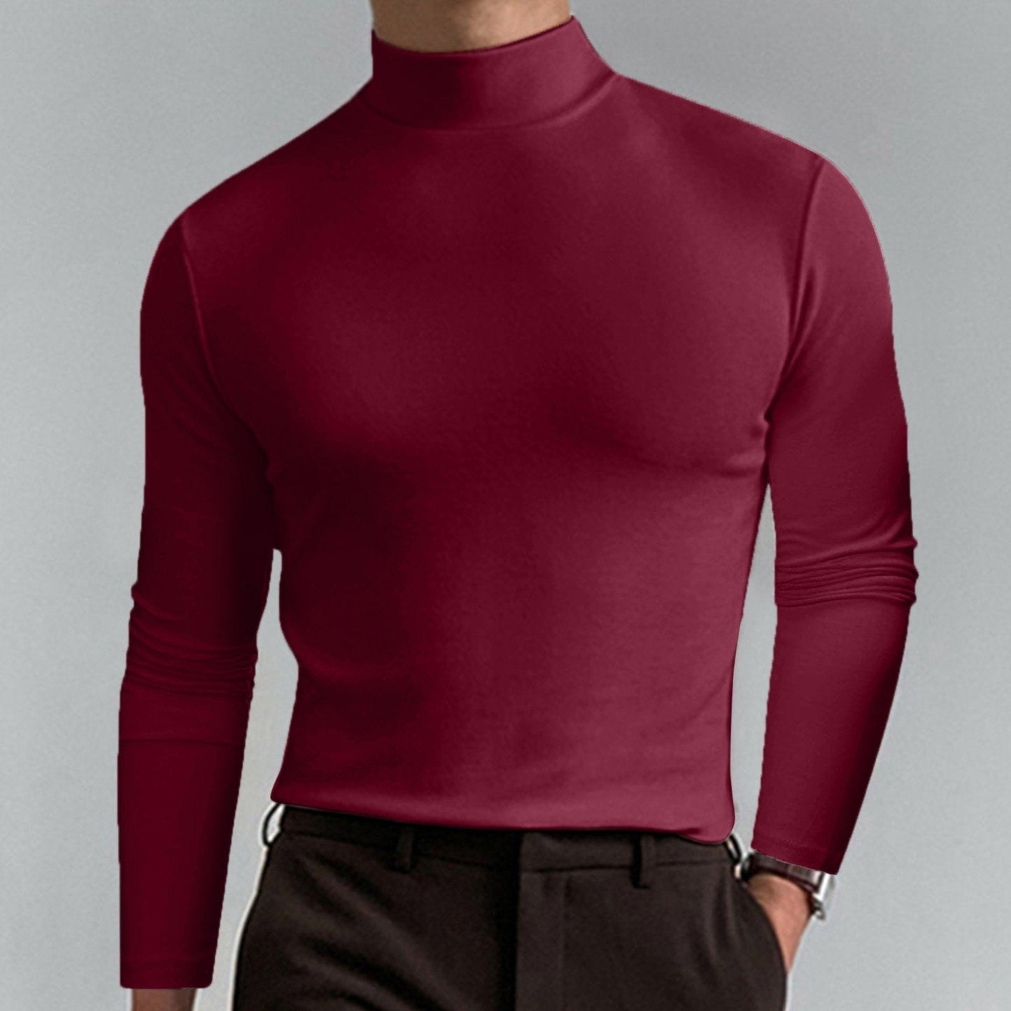 🔥¡50% de descuento! Camiseta de cuello alto Ultimate Comfort para hombre: elástica, transpirable y ajustada, ideal para el gimnasio y uso diario.