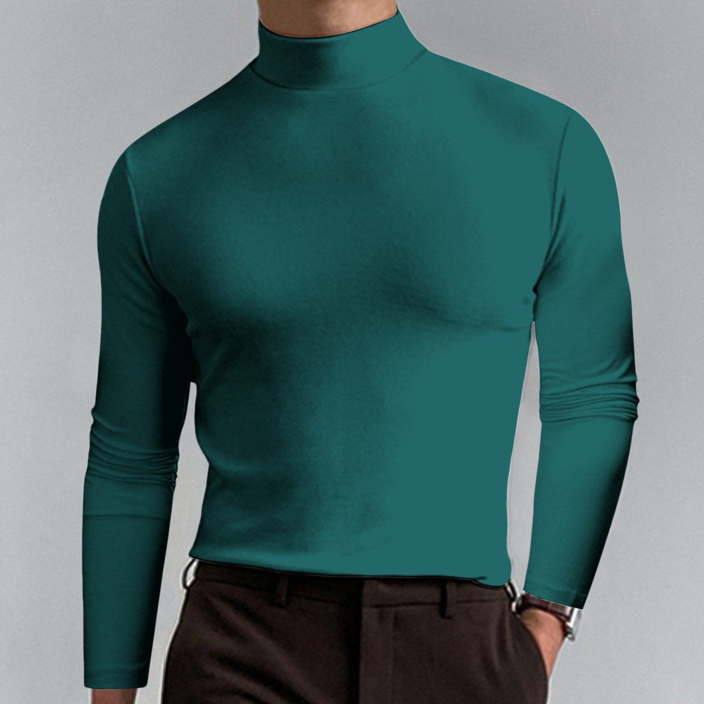 🔥¡50% de descuento! Camiseta de cuello alto Ultimate Comfort para hombre: elástica, transpirable y ajustada, ideal para el gimnasio y uso diario.