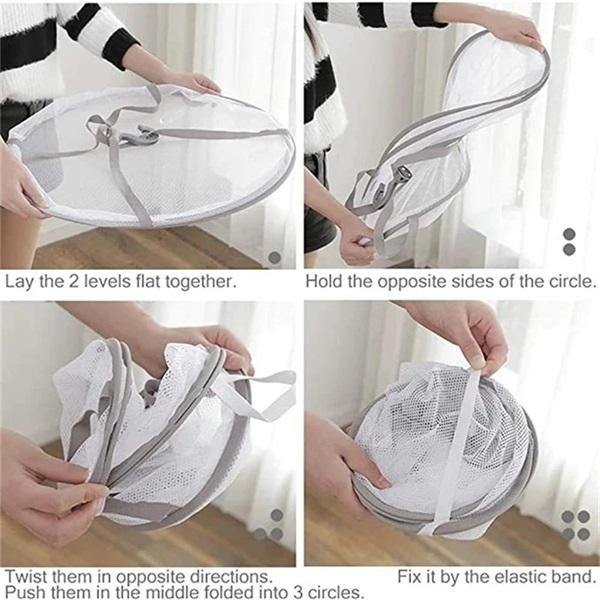 Cesto de ropa plegable de doble capa