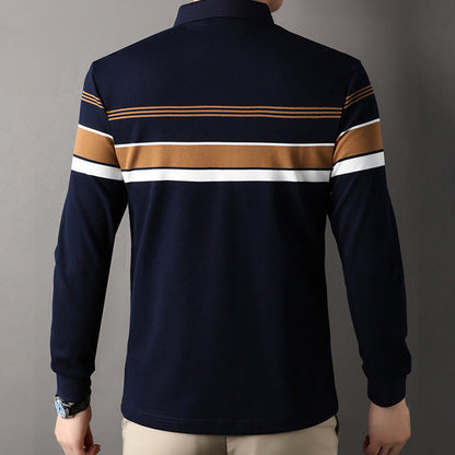 Camisa para Hombre de Vuelta de Cuello Rayada con Botones Frontales a la Cuarta Parte