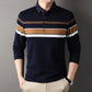 Camisa para Hombre de Vuelta de Cuello Rayada con Botones Frontales a la Cuarta Parte