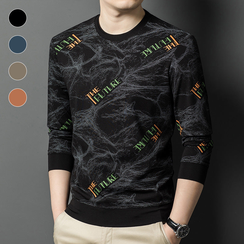 Sudadera de Manga Larga y Cuello Redondo con Estampado Moderno para Hombre