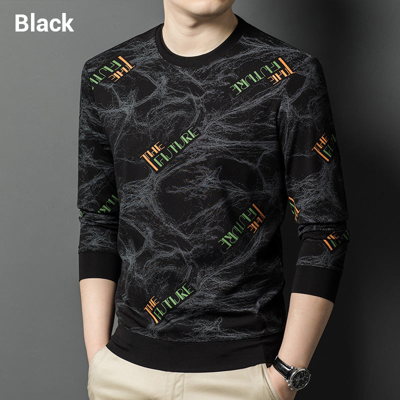 Sudadera de Manga Larga y Cuello Redondo con Estampado Moderno para Hombre